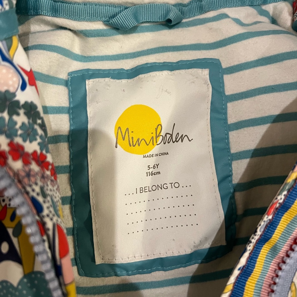 Mini Boden Teal and White Striped Kids' Raincoats quantity 2